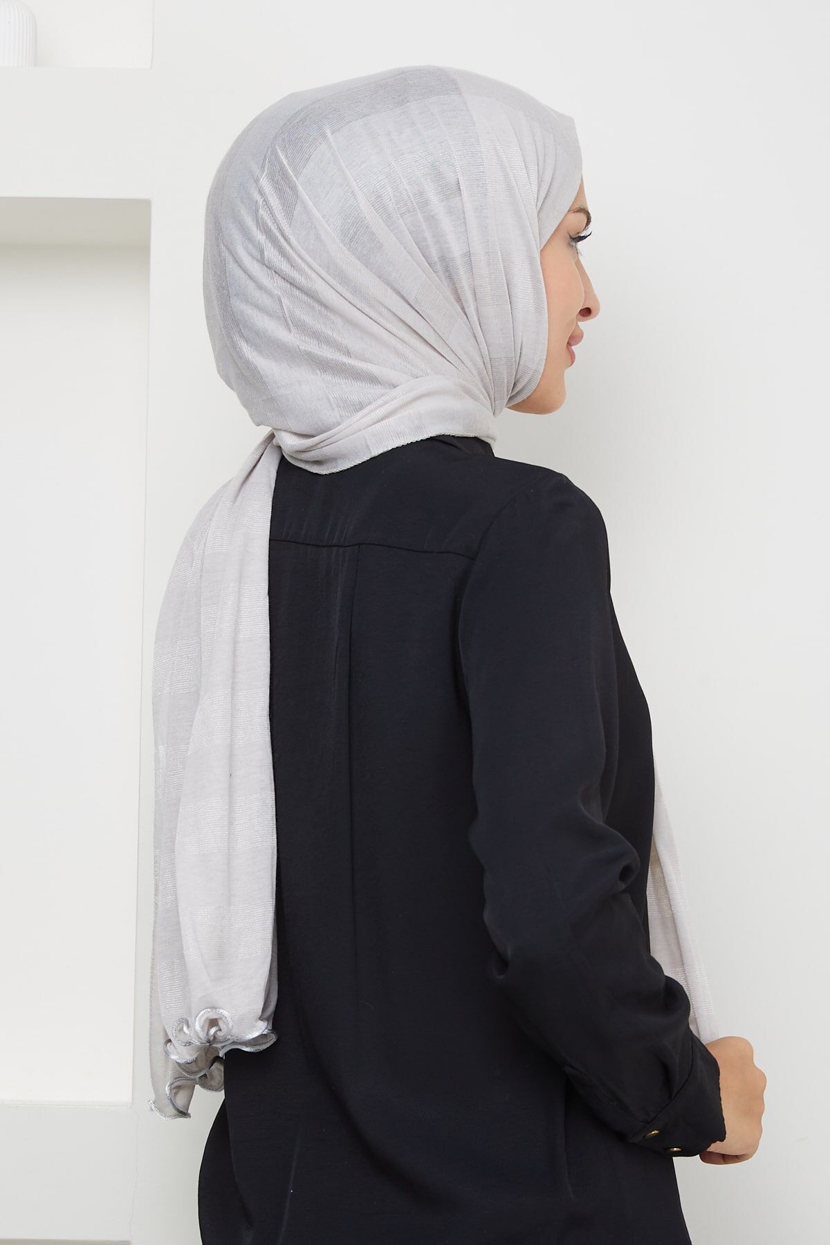 Kuyruklu Likra Çizgili Parlak Şal