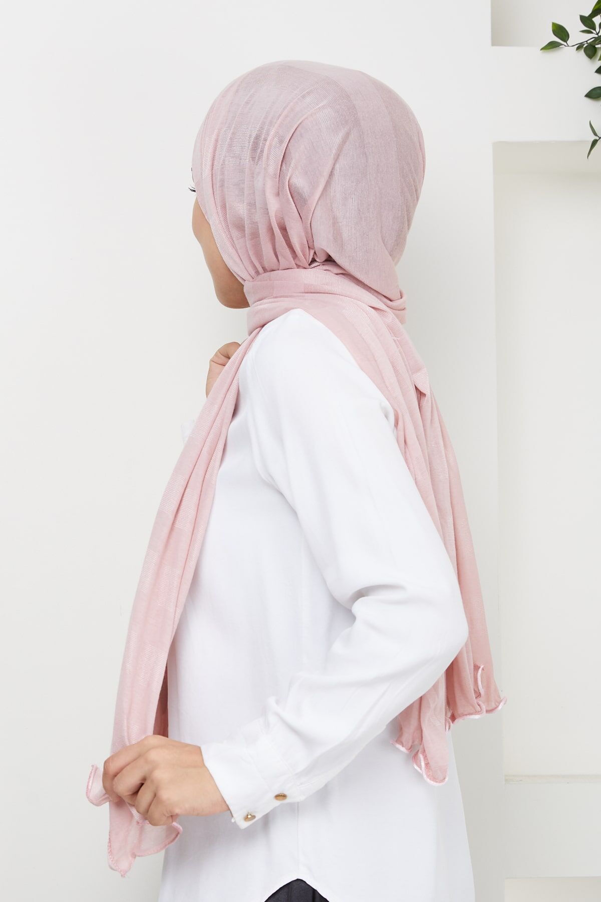 Kuyruklu Likra Çizgili Parlak Şal