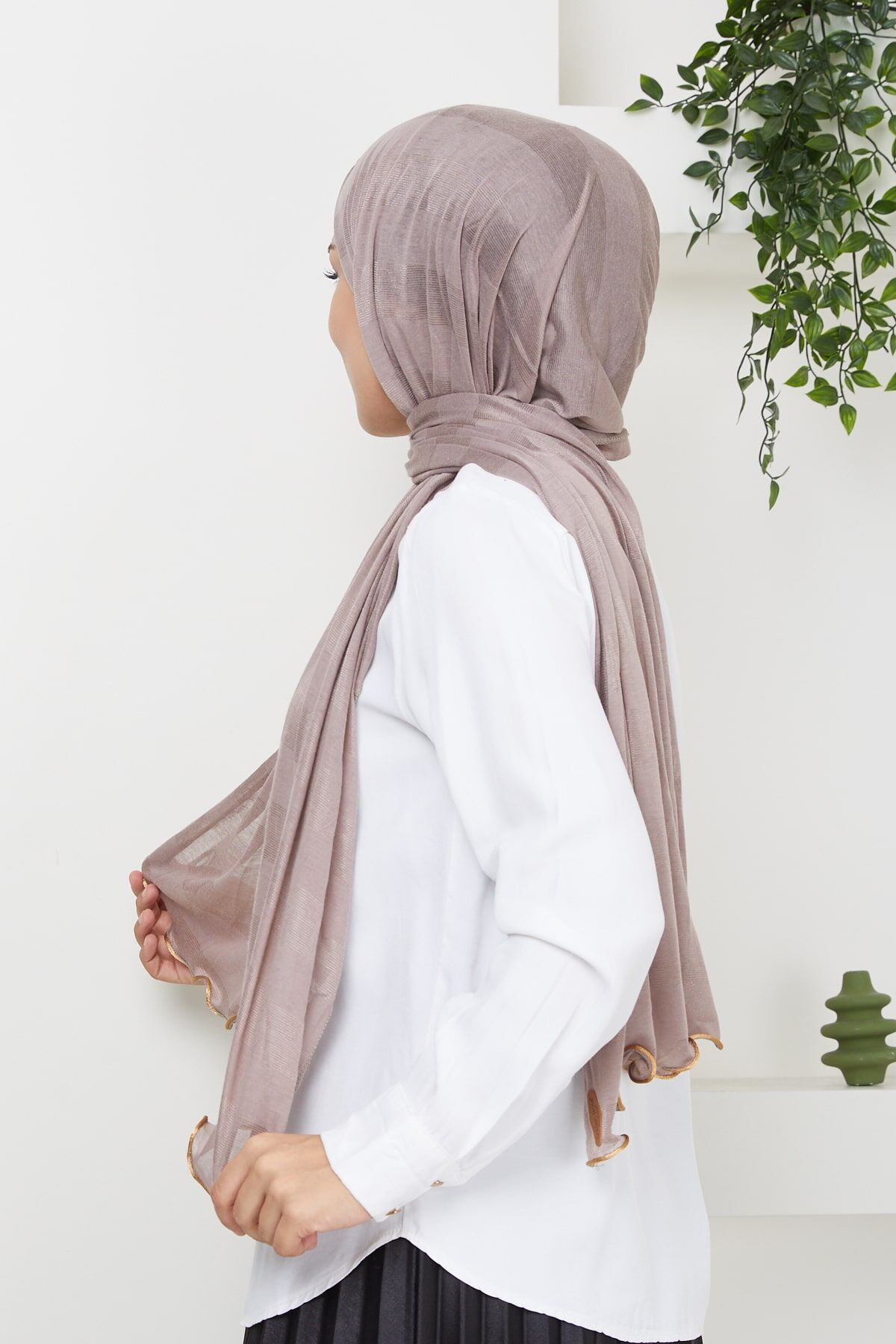 Kuyruklu Likra Çizgili Parlak Şal