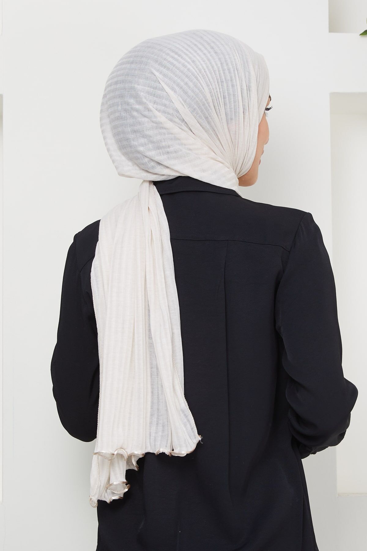 Kuyruklu Likra Çizgili Parlak Şal