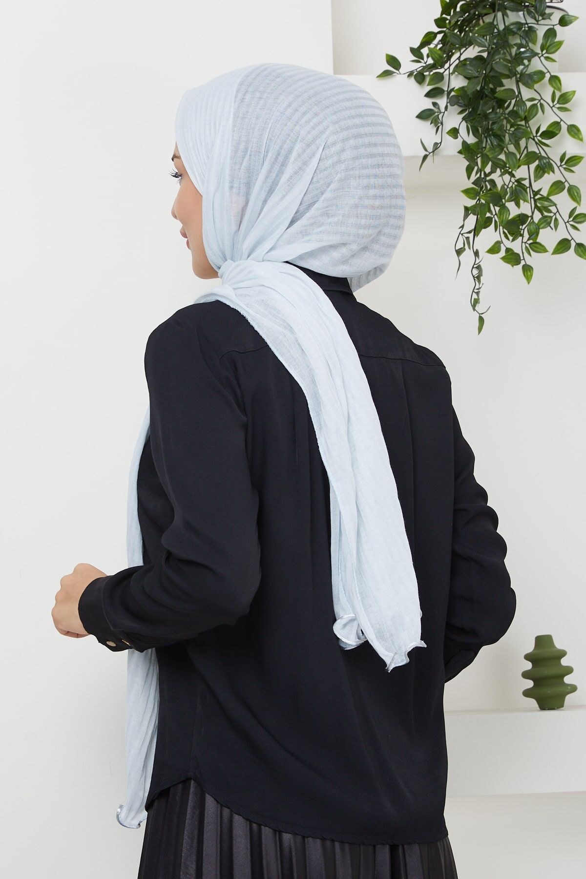 Kuyruklu Likra Çizgili Parlak Şal