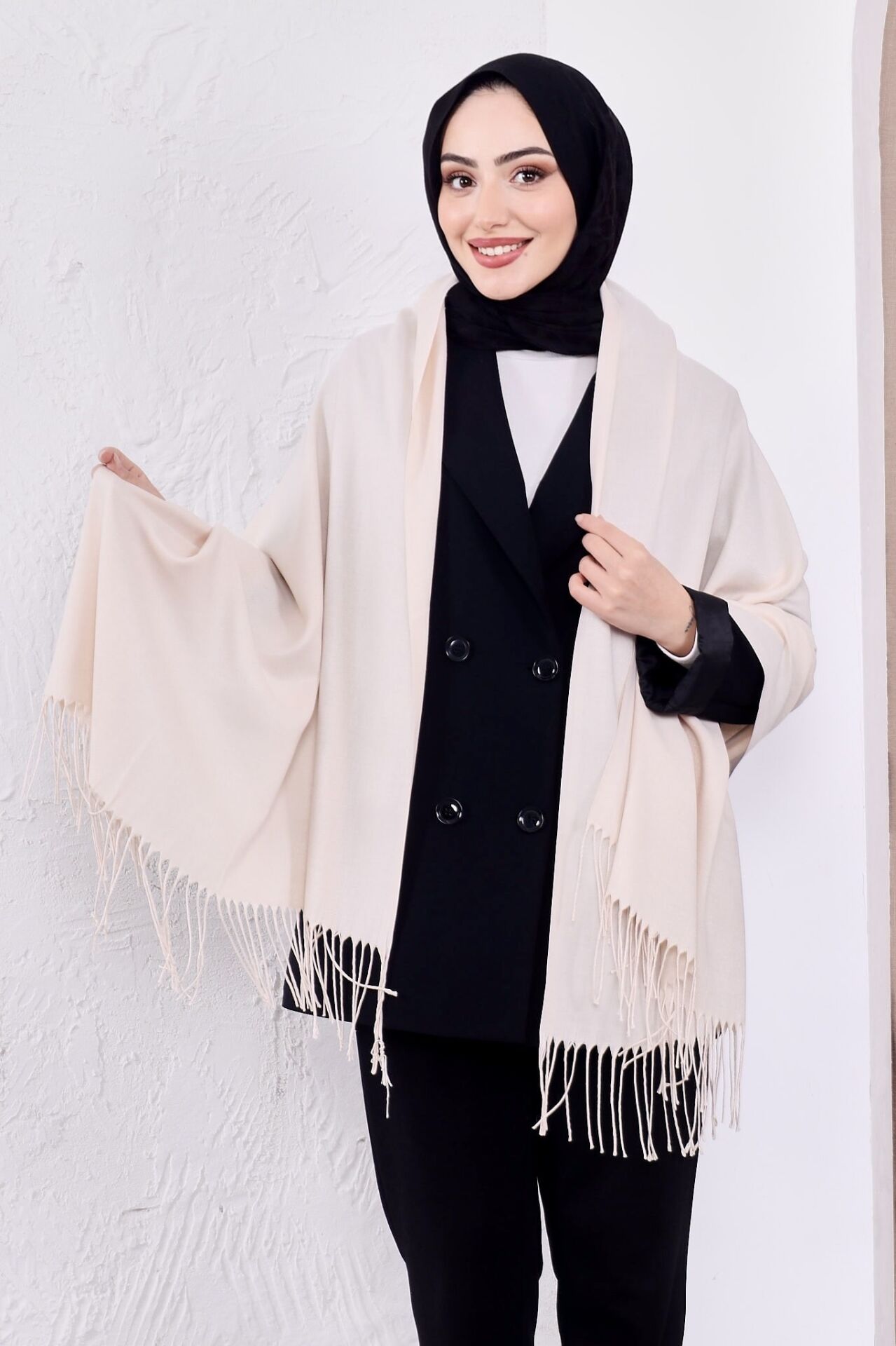 Pamuksu Pashmina Omuz Şalı Atkı