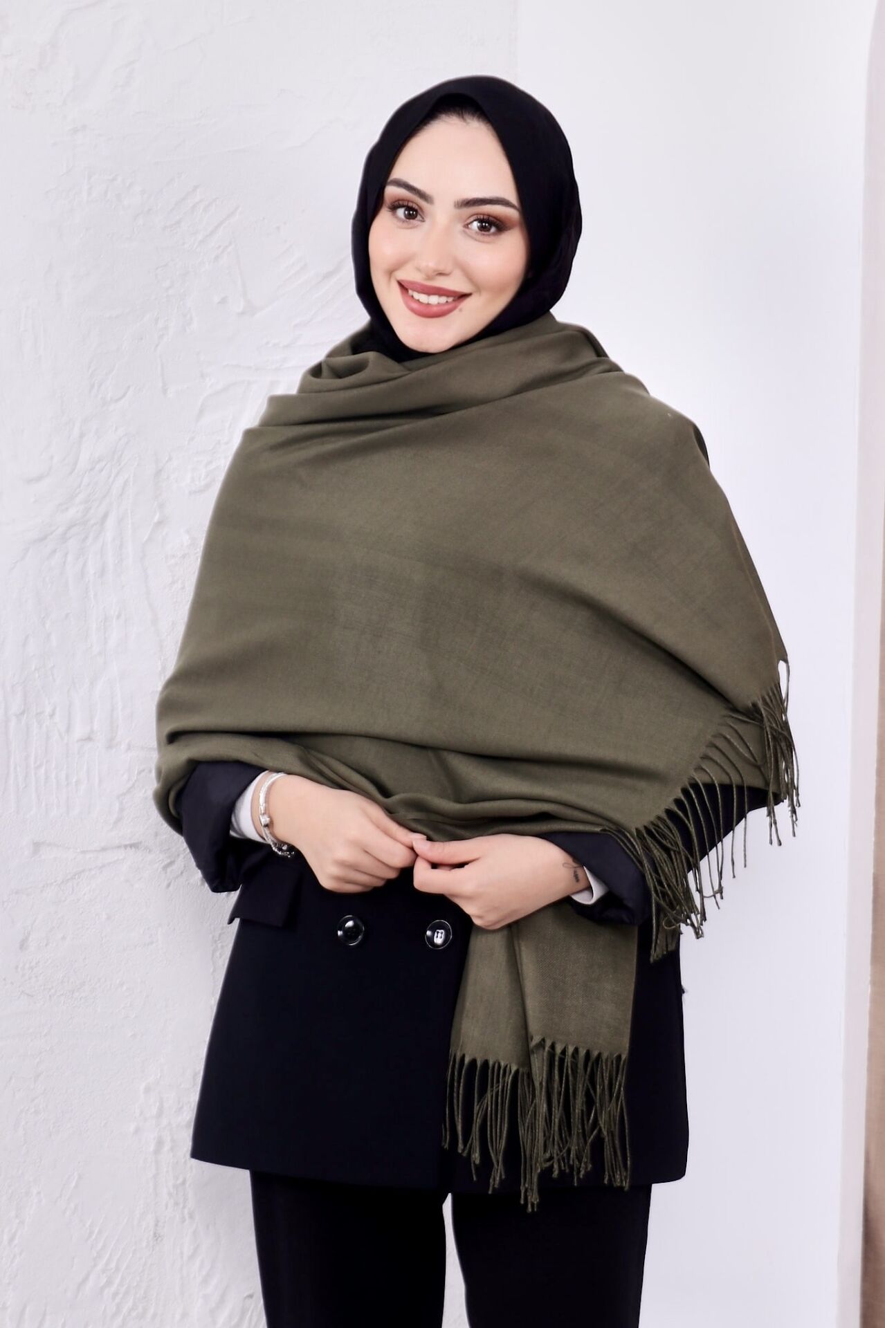 Pamuksu Pashmina Omuz Şalı Atkı