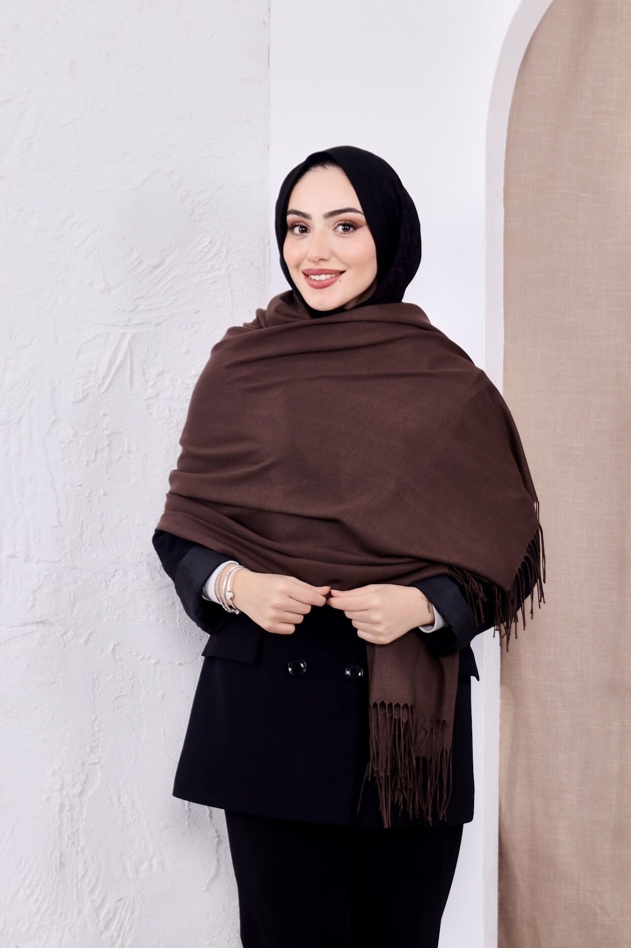 Pamuksu Pashmina Omuz Şalı Atkı