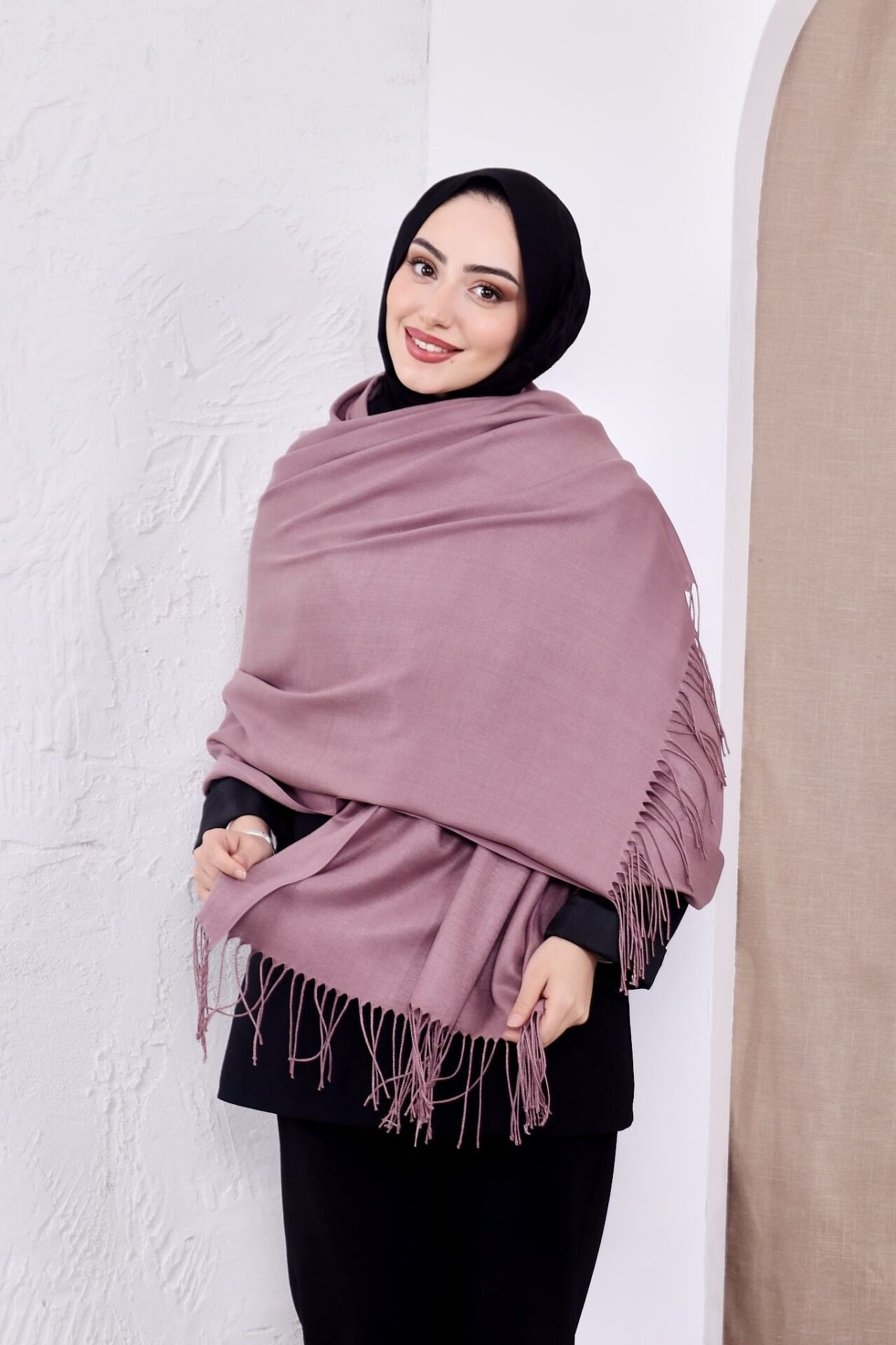 Pamuksu Pashmina Omuz Şalı Atkı