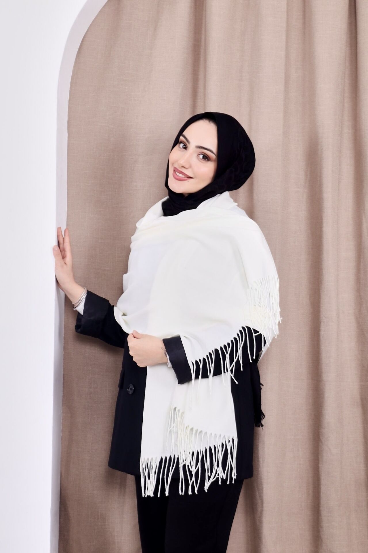 Pamuksu Pashmina Omuz Şalı Atkı