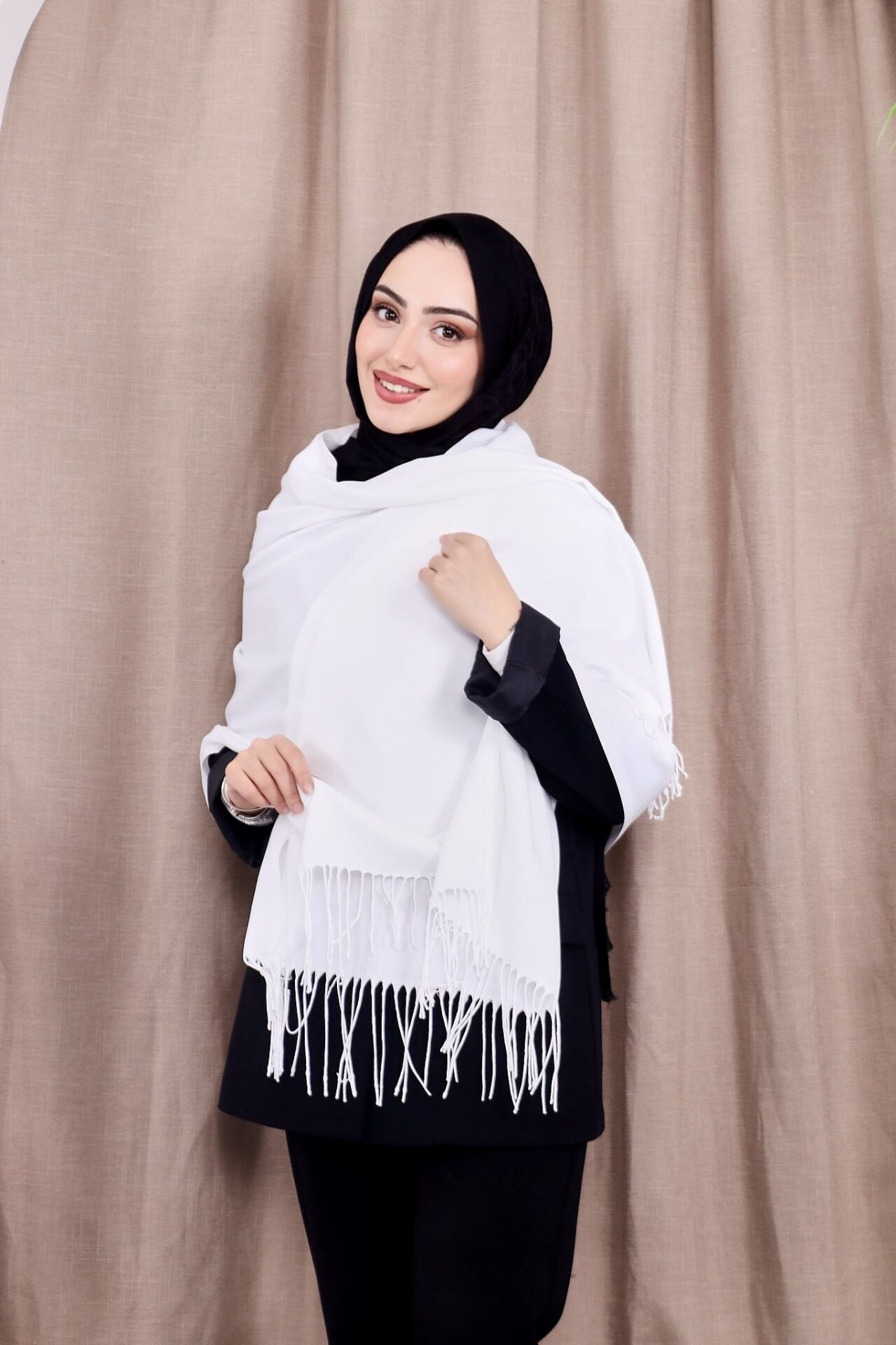 Pamuksu Pashmina Omuz Şalı Atkı