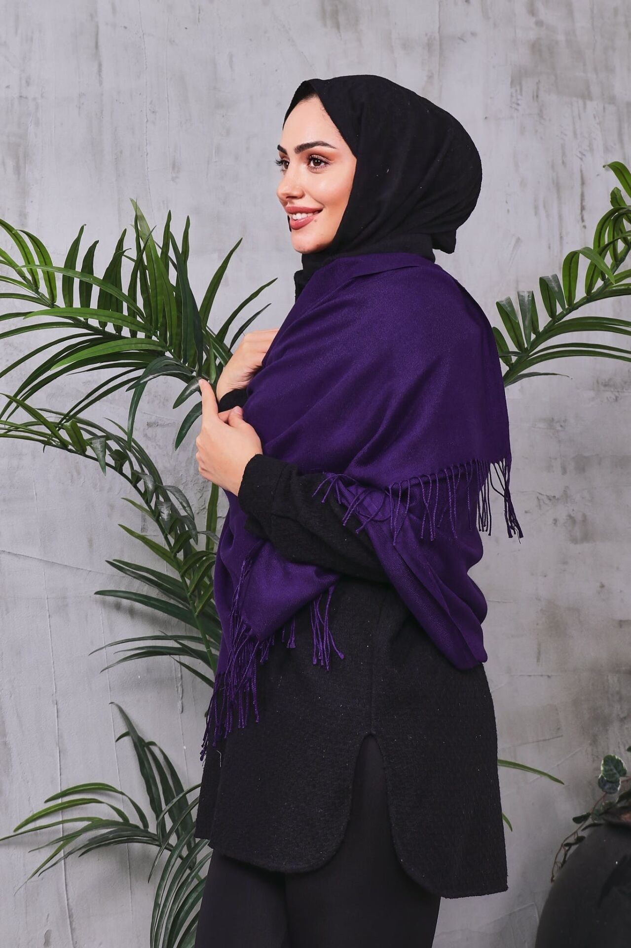 Pamuksu Pashmina Omuz Şalı Atkı