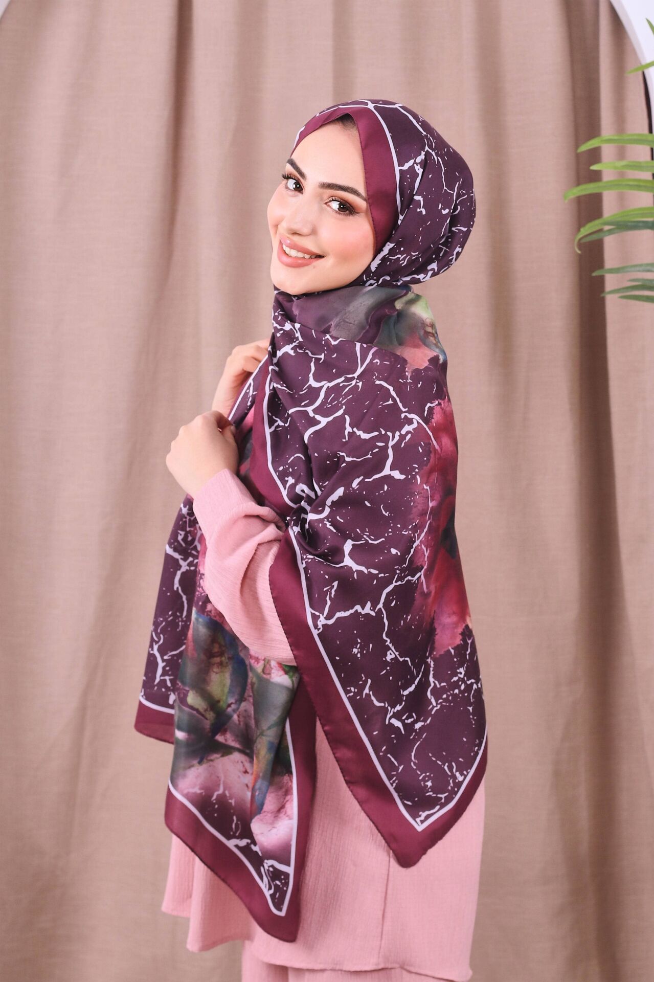 Çiçek Desenli Pamuksu Soft Şal