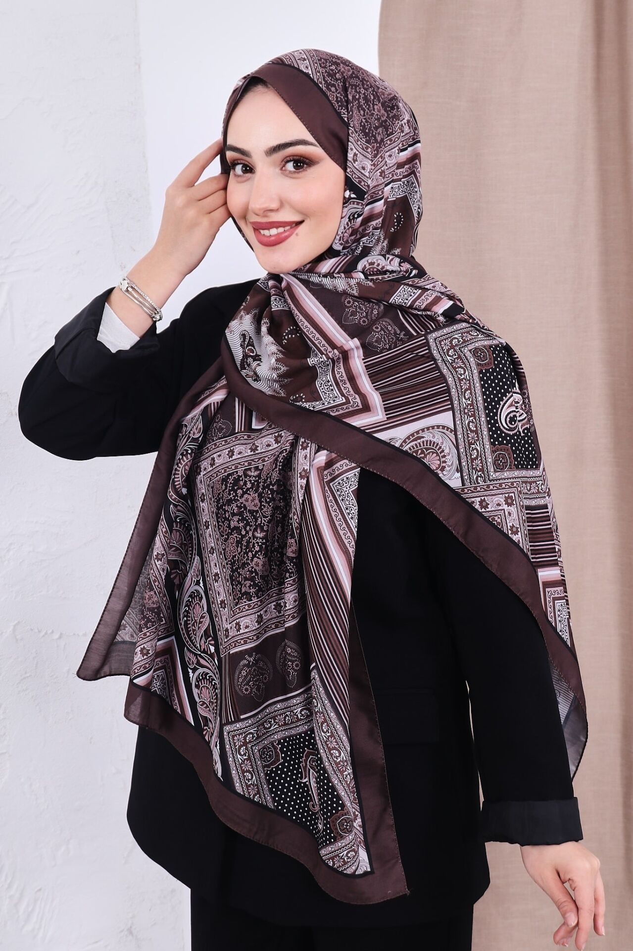 Etnik Desen Retro Soft Şal