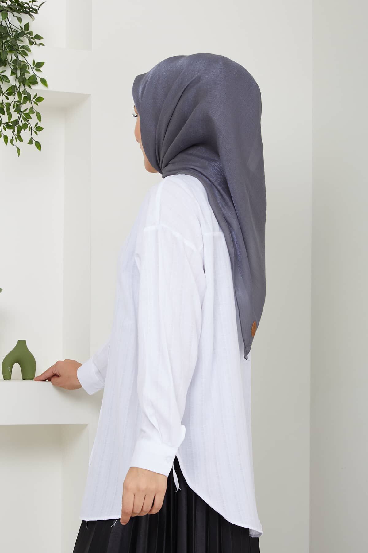 Mina Parlak Abiye Eşarp FÜME