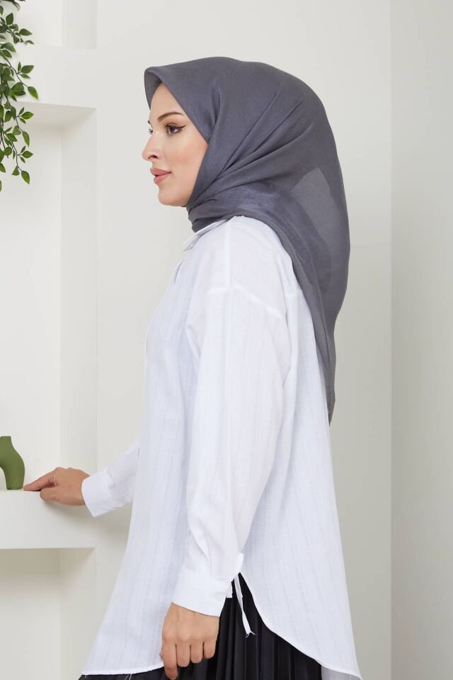 Mina Parlak Abiye Eşarp FÜME