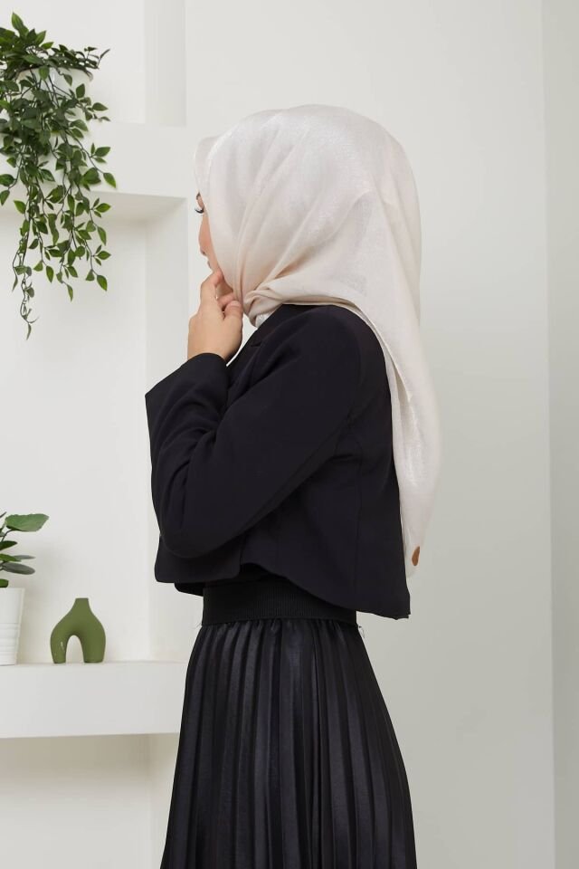 Mina Parlak Abiye Eşarp BEJ