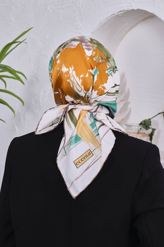 Çiçek Desenli Rayon Parlak Eşarp