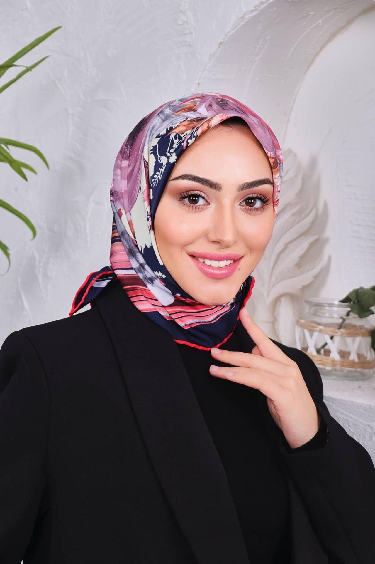Çiçek Desenli Rayon Parlak Eşarp