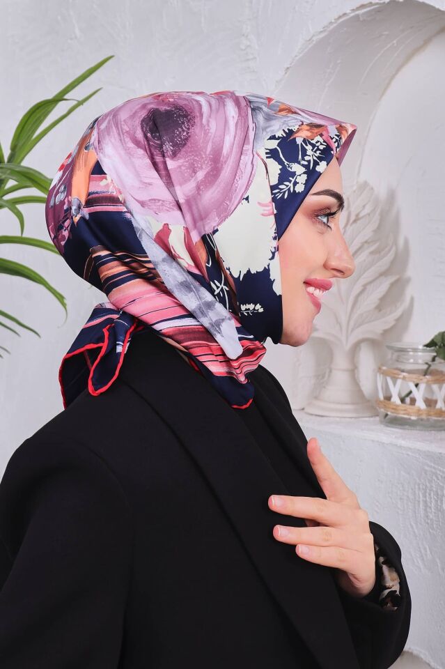 Çiçek Desenli Rayon Parlak Eşarp