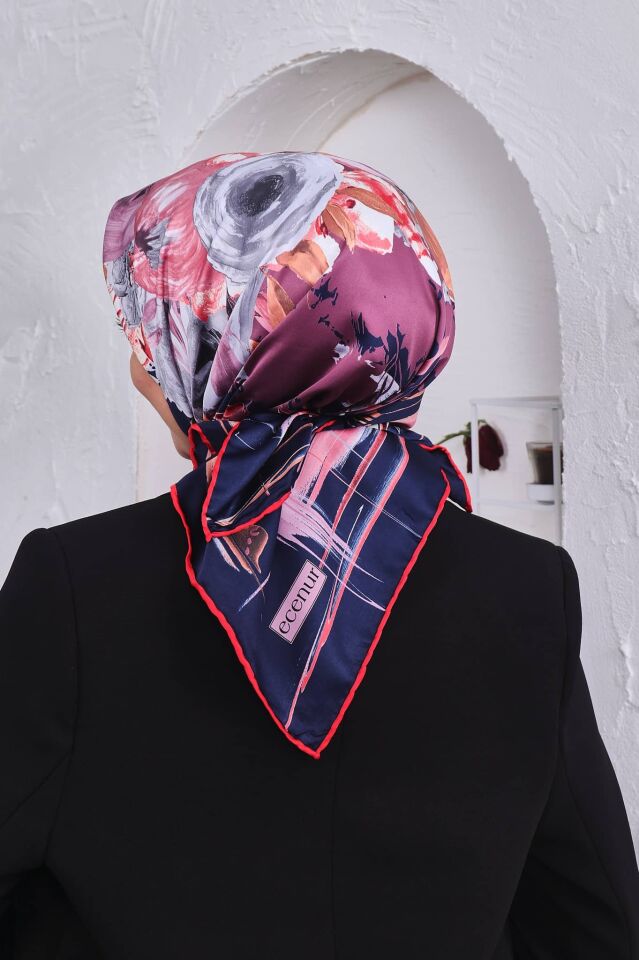 Çiçek Desenli Rayon Parlak Eşarp