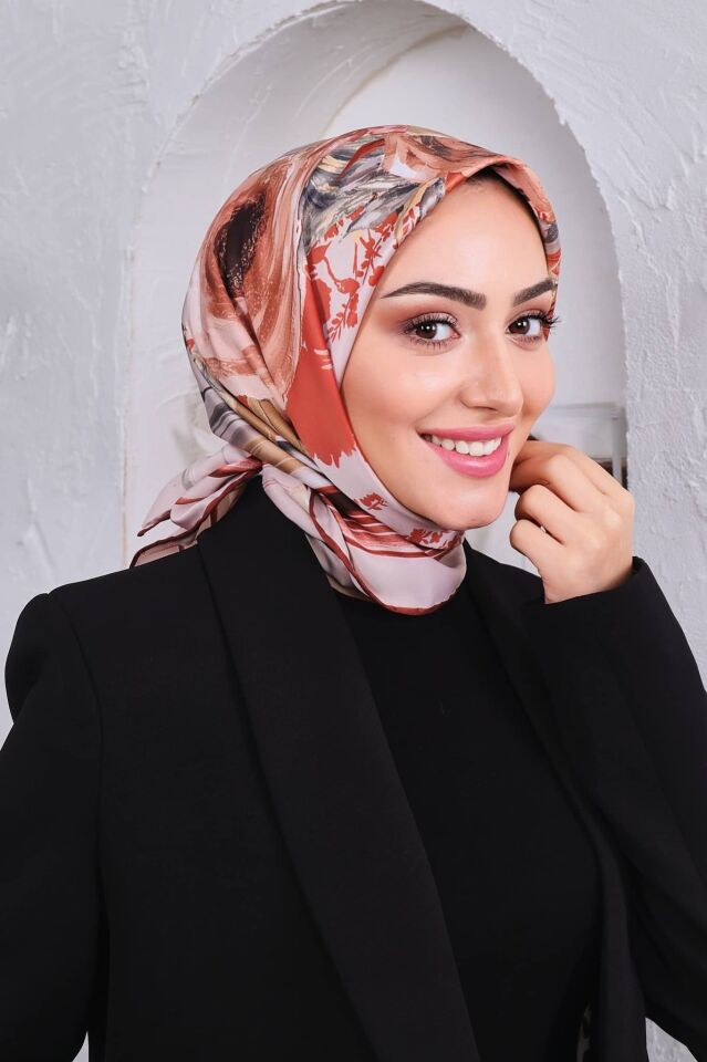 Çiçek Desenli Rayon Parlak Eşarp