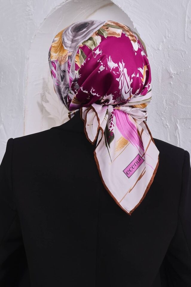 Çiçek Desenli Rayon Parlak Eşarp