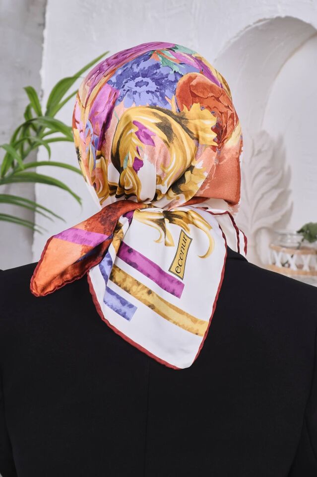 Çiçek Desenli Rayon Parlak Eşarp