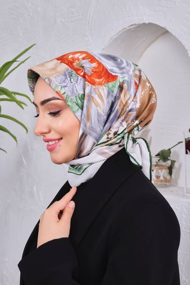 Çiçek Desenli Rayon Parlak Eşarp
