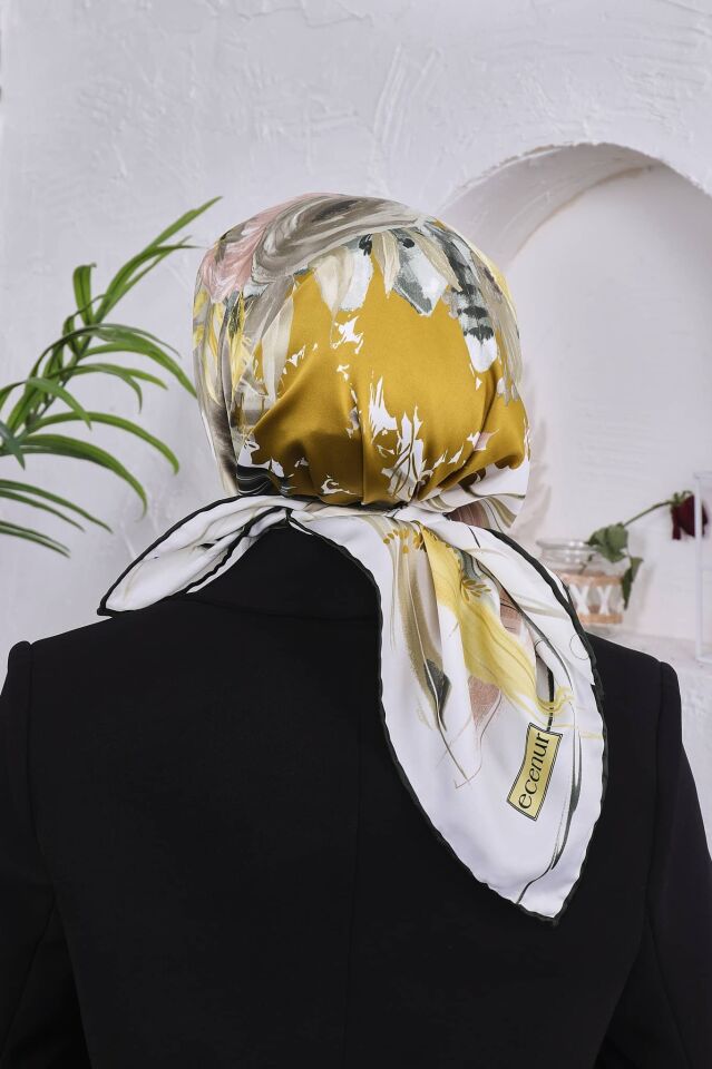 Çiçek Desenli Rayon Parlak Eşarp