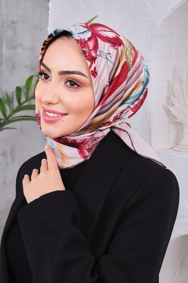 Çiçek Desenli Rayon Parlak Eşarp