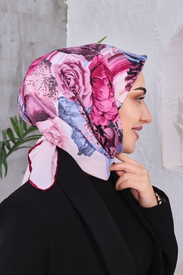 Çiçek Desenli Rayon Parlak Eşarp
