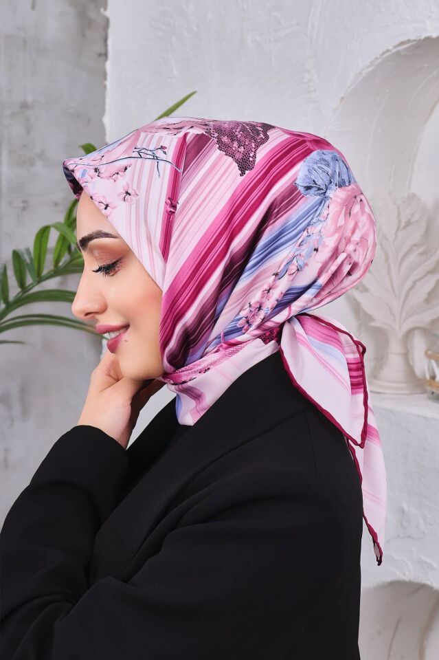 Çiçek Desenli Rayon Parlak Eşarp