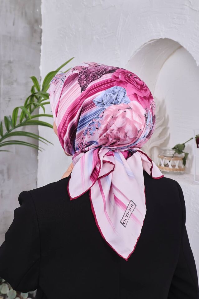 Çiçek Desenli Rayon Parlak Eşarp