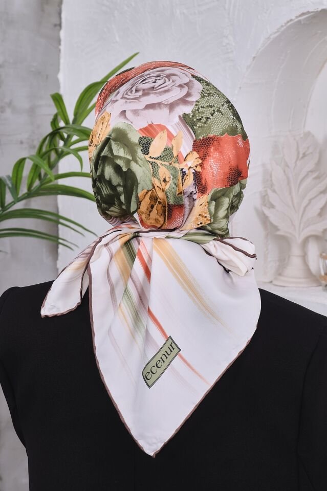 Çiçek Desenli Rayon Parlak Eşarp