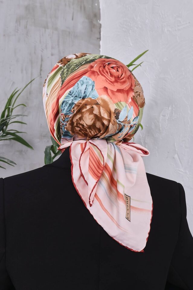 Çiçek Desenli Rayon Parlak Eşarp