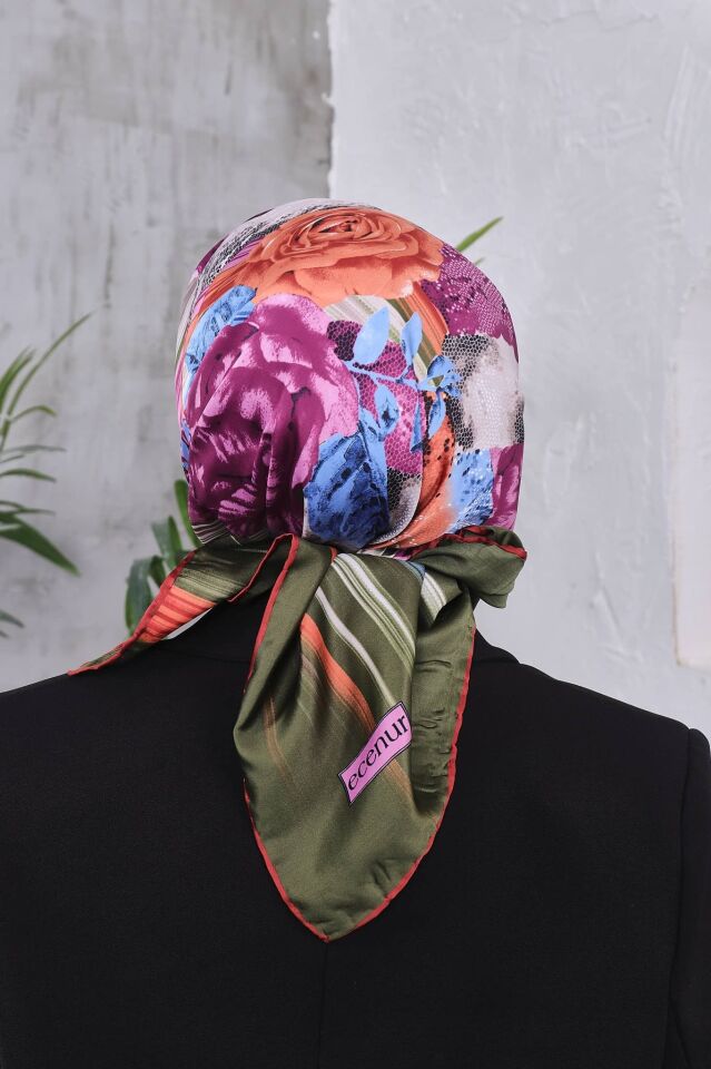 Çiçek Desenli Rayon Parlak Eşarp