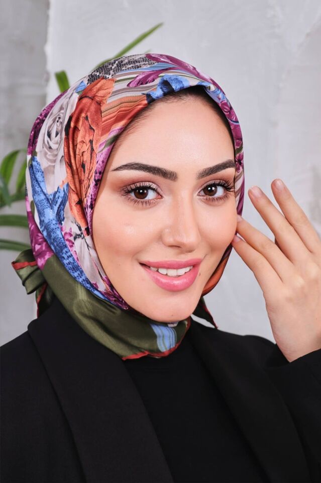 Çiçek Desenli Rayon Parlak Eşarp
