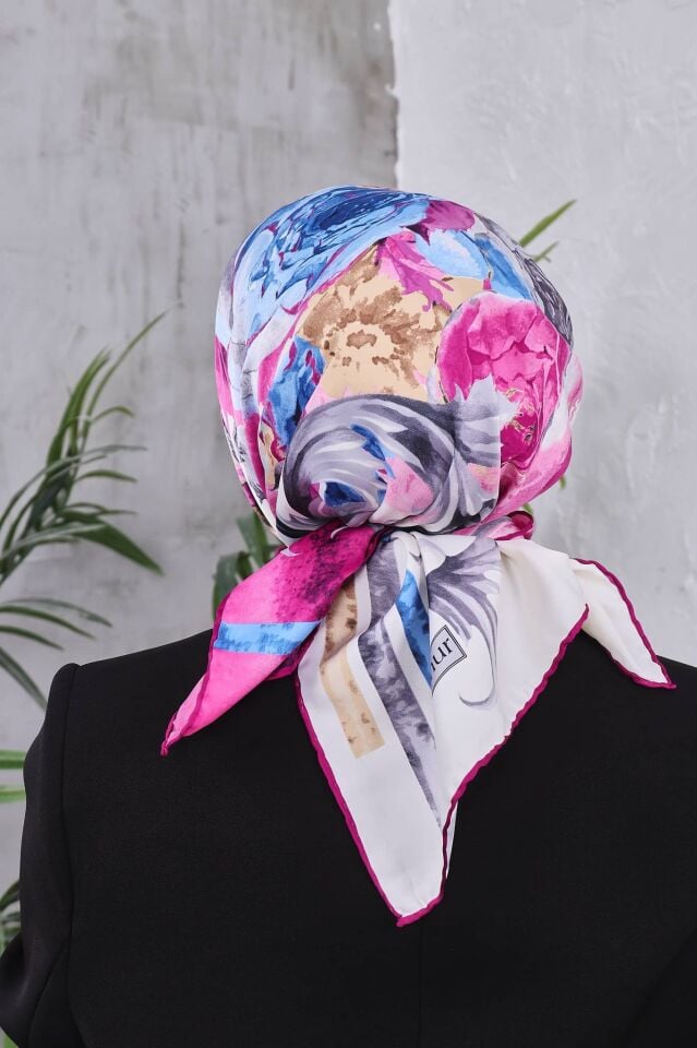 Çiçek Desenli Rayon Parlak Eşarp