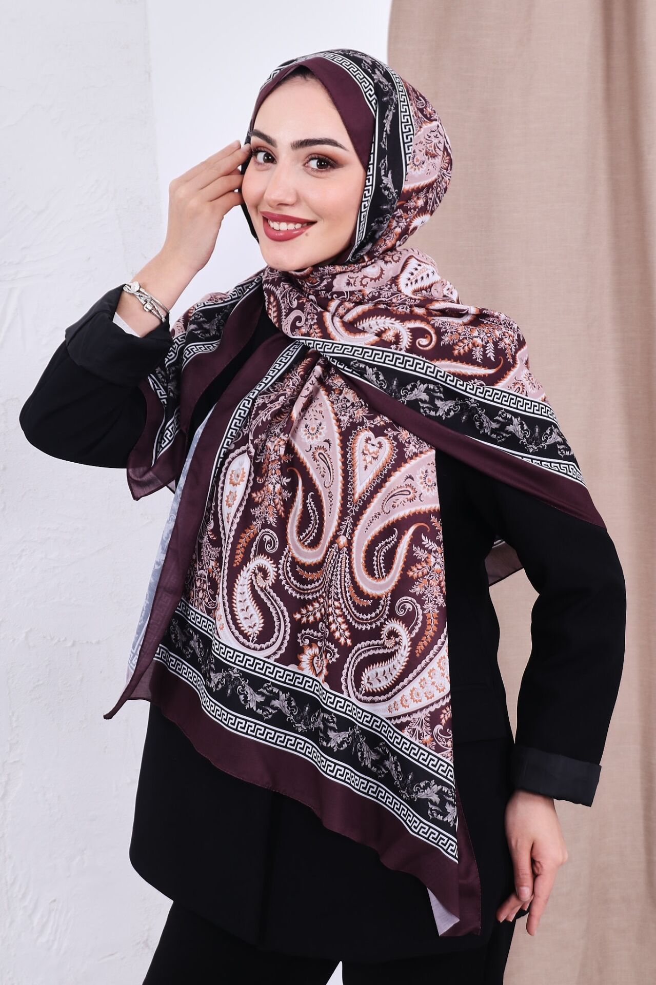 Etnik Desen Retro Soft Şal