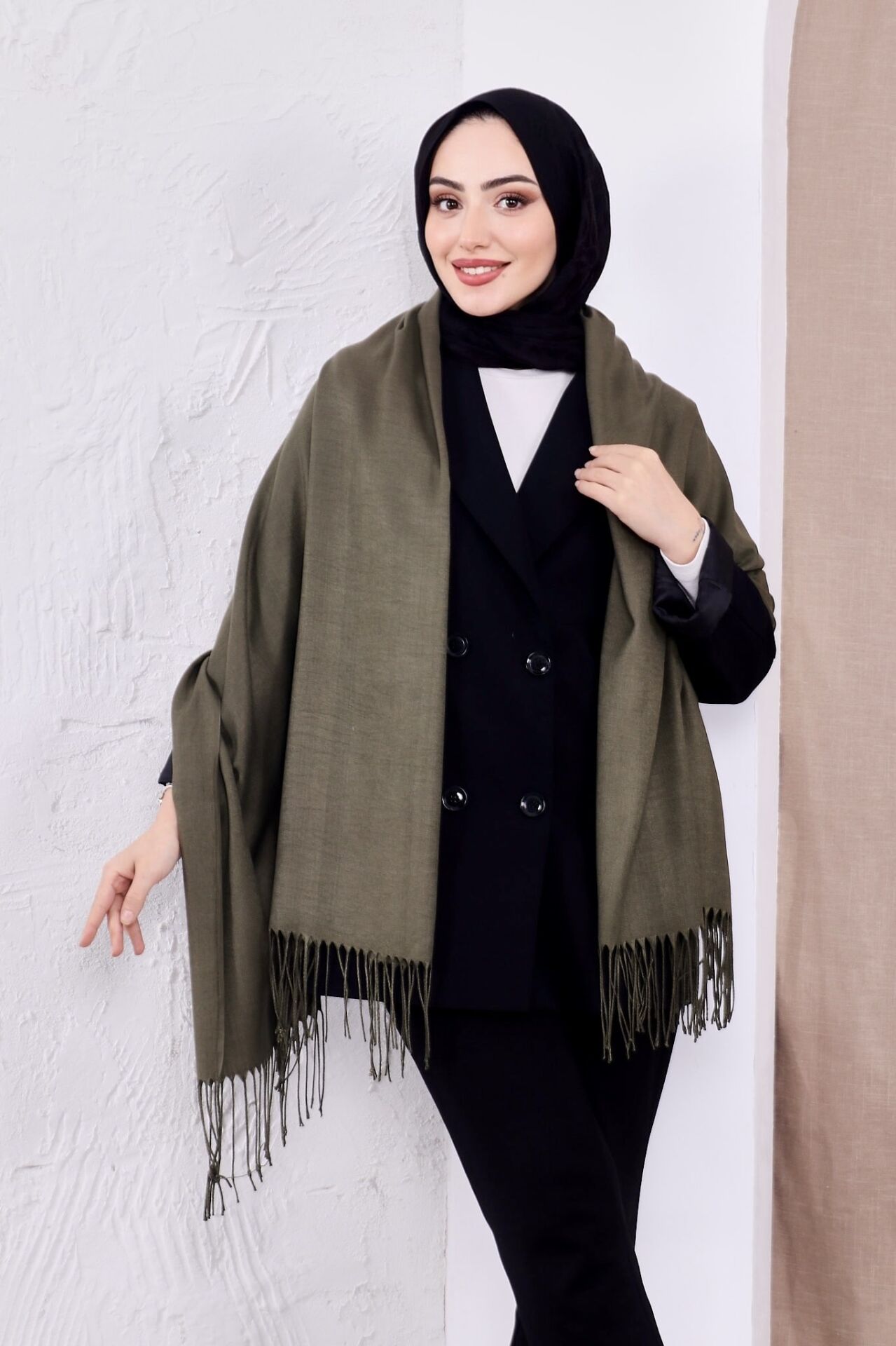 Pamuksu Pashmina Omuz Şalı Atkı