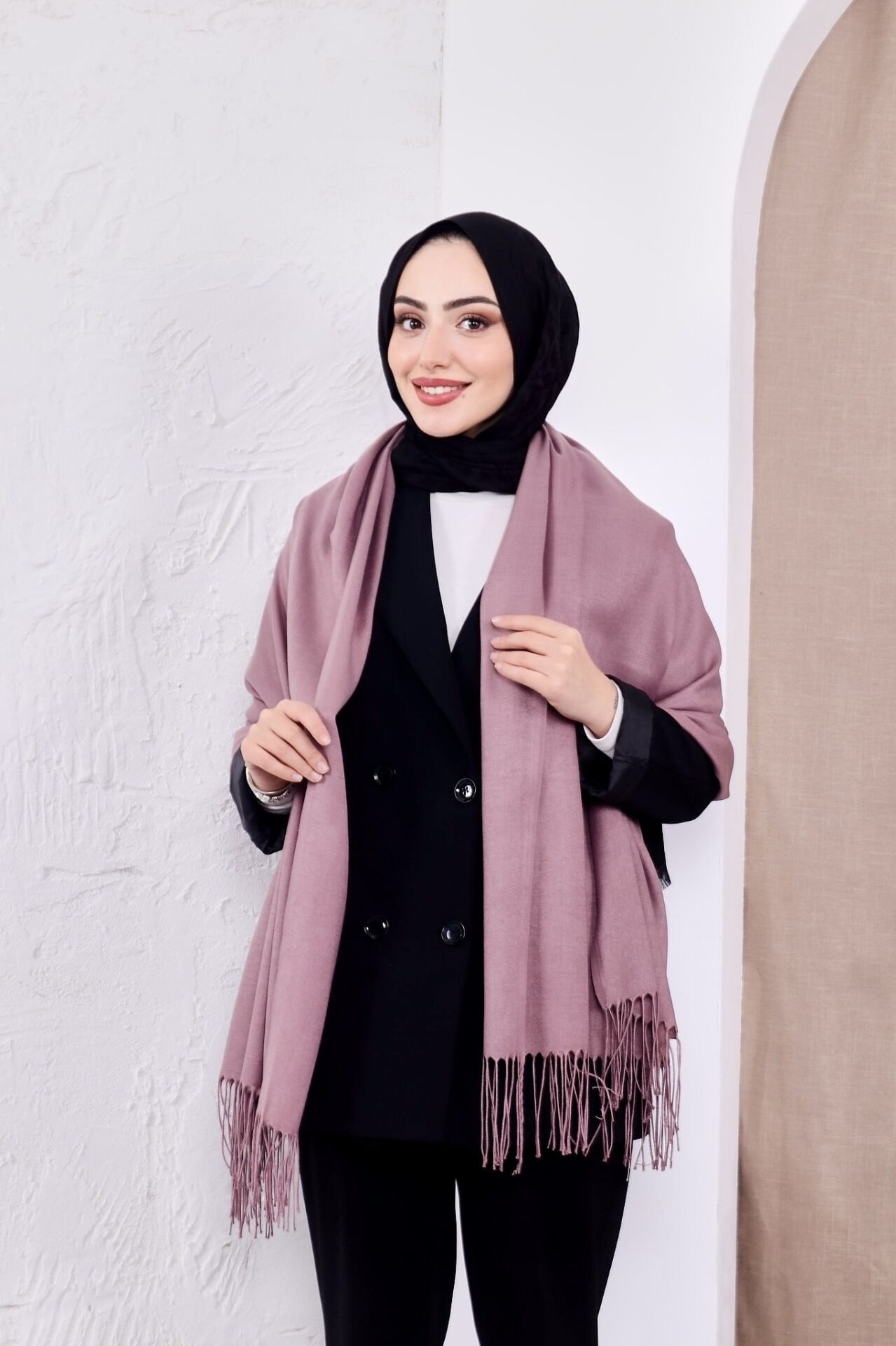 Pamuksu Pashmina Omuz Şalı Atkı