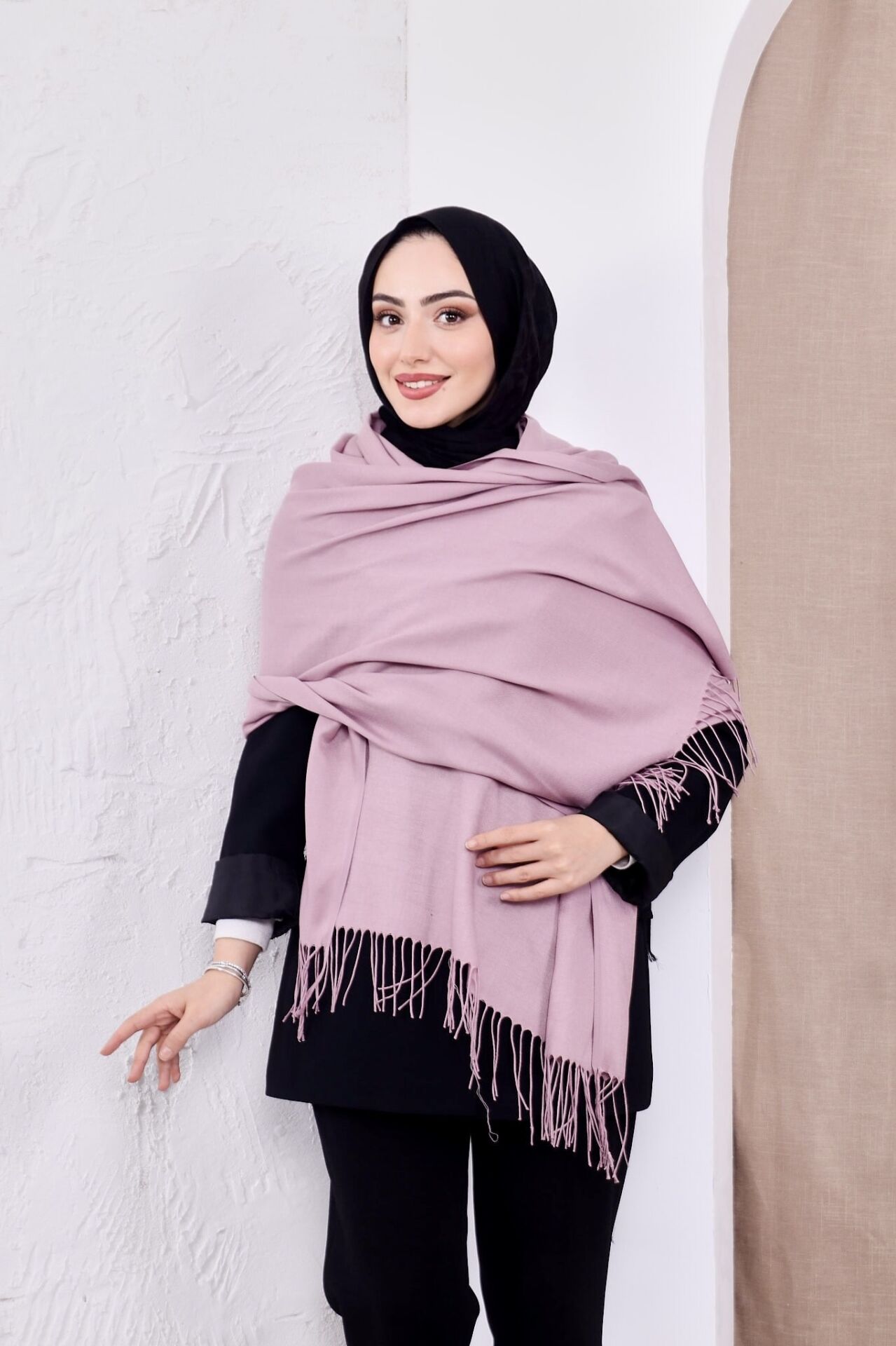 Pamuksu Pashmina Omuz Şalı Atkı