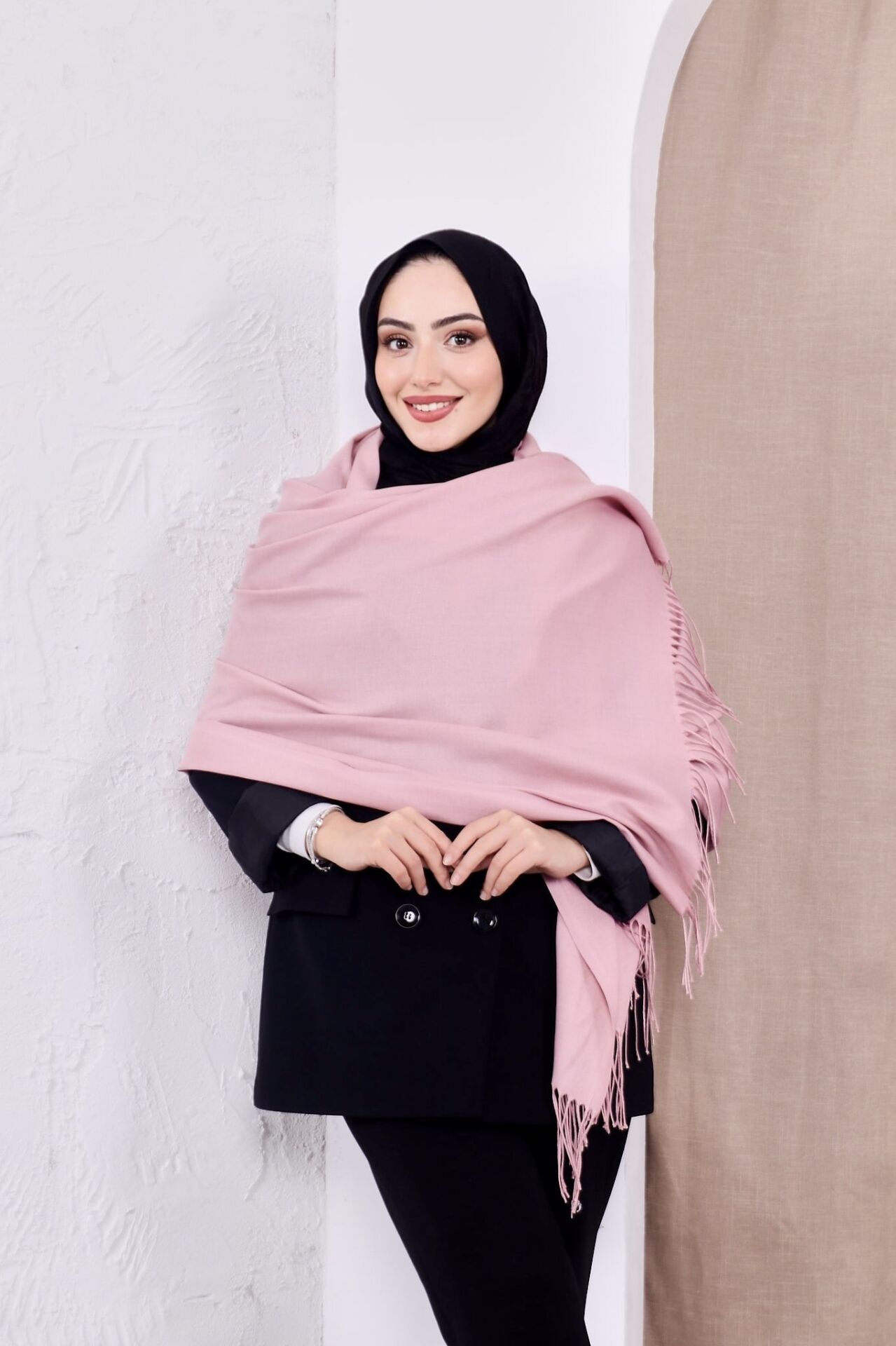 Pamuksu Pashmina Omuz Şalı Atkı