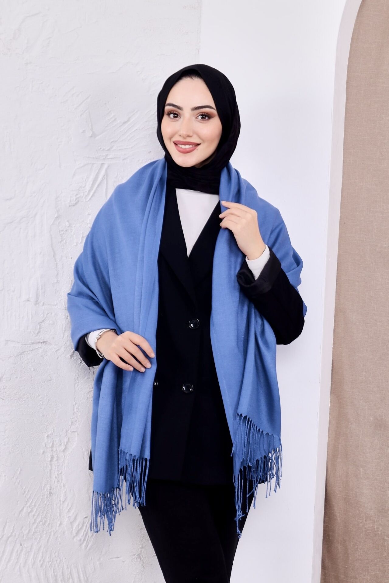 Pamuksu Pashmina Omuz Şalı Atkı