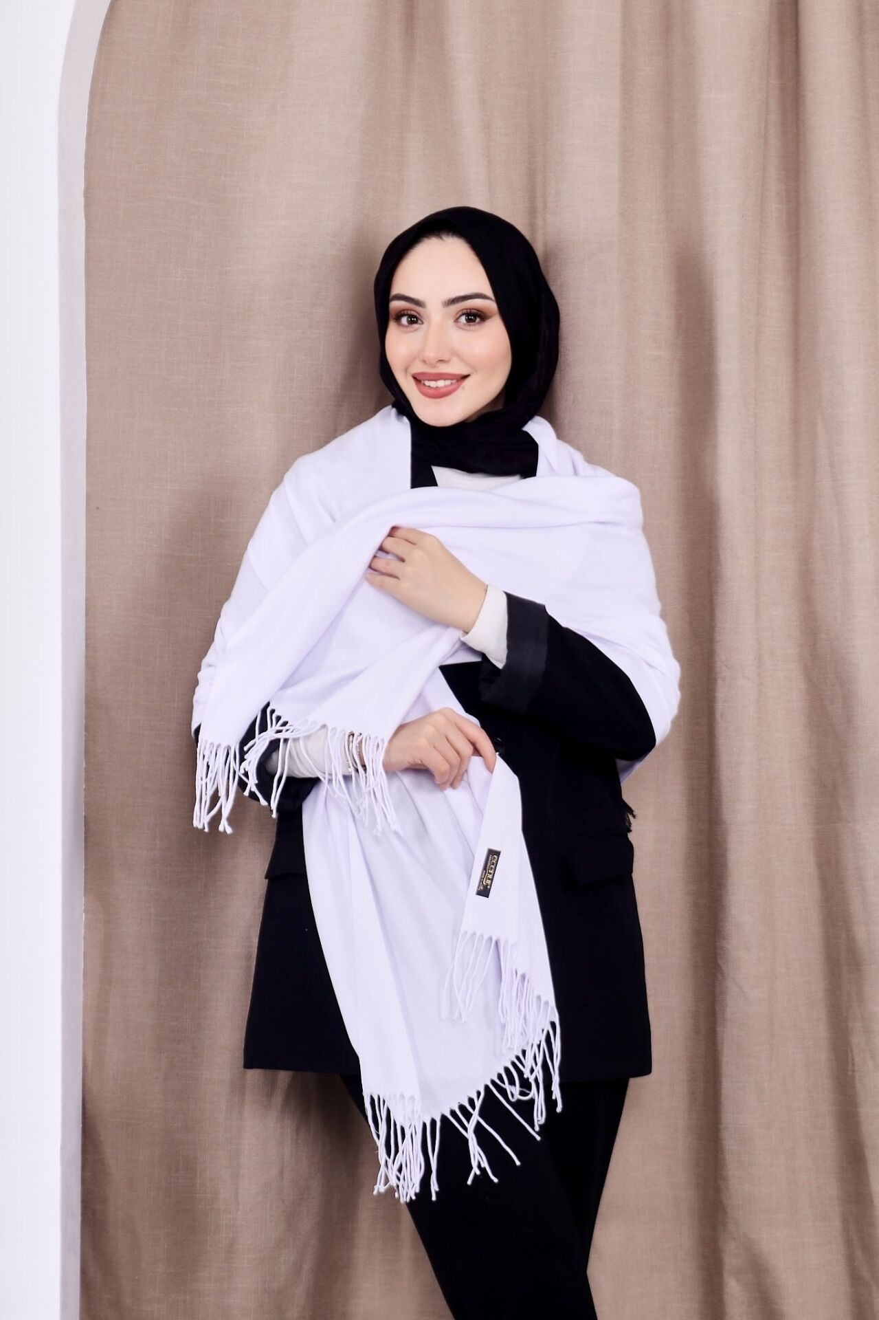 Pamuksu Pashmina Omuz Şalı Atkı