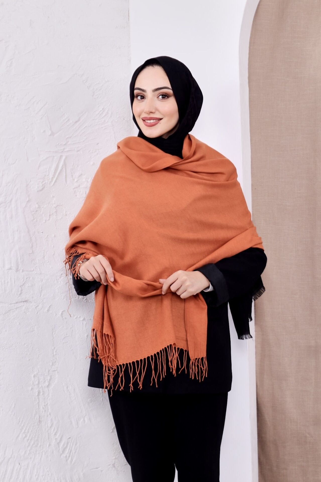 Pamuksu Pashmina Omuz Şalı Atkı