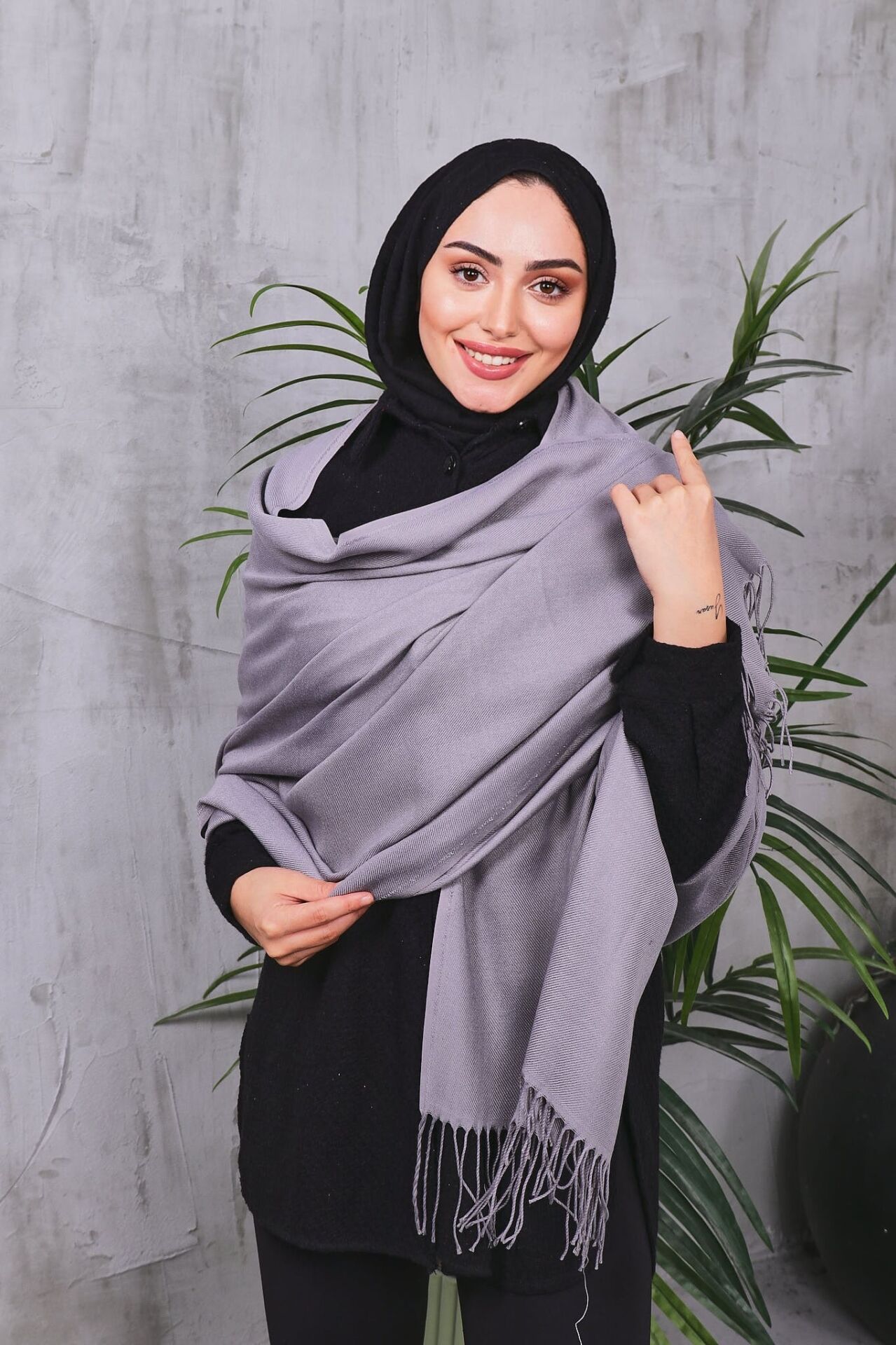 Pamuksu Pashmina Omuz Şalı Atkı