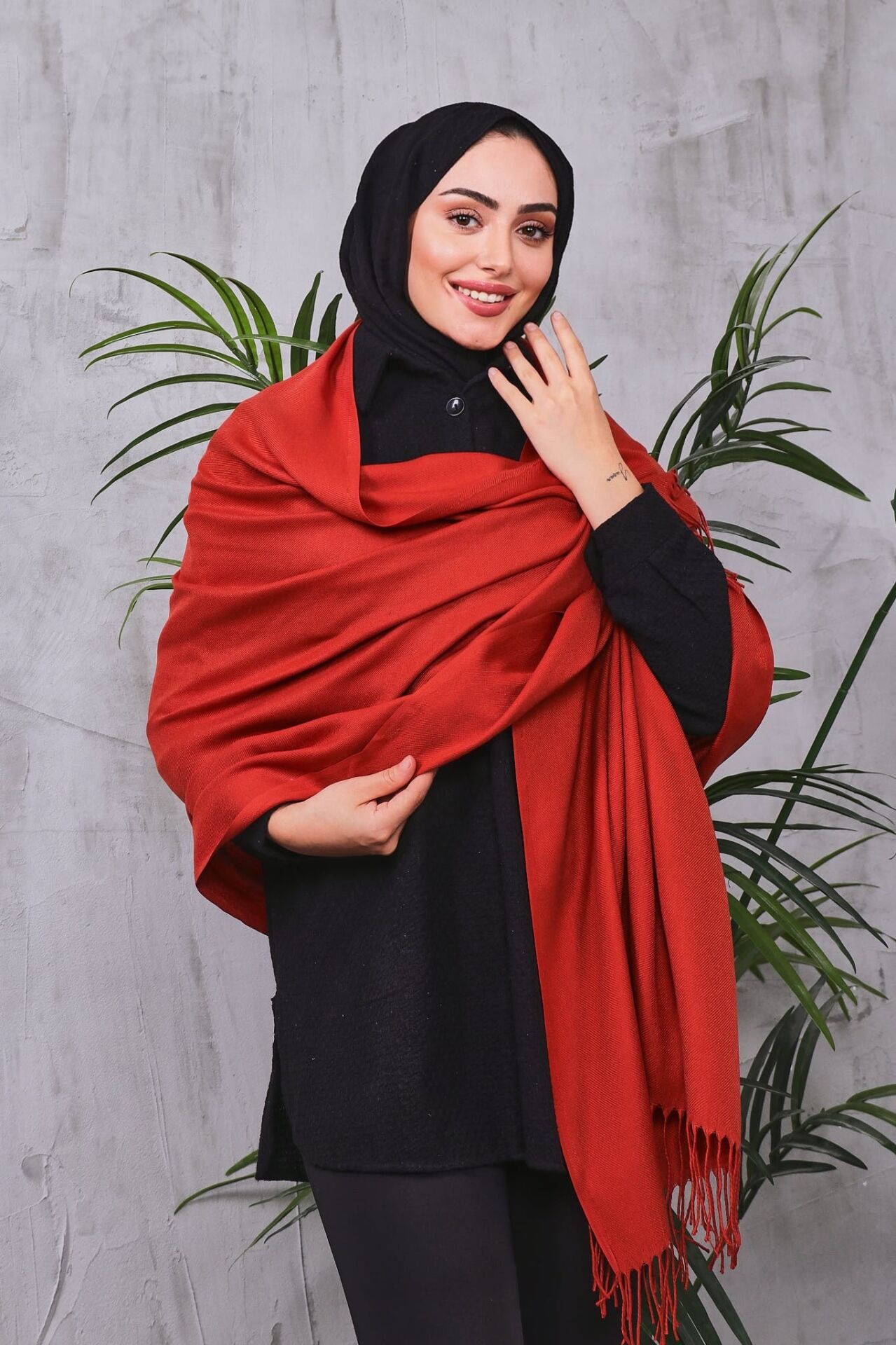 Pamuksu Pashmina Omuz Şalı Atkı