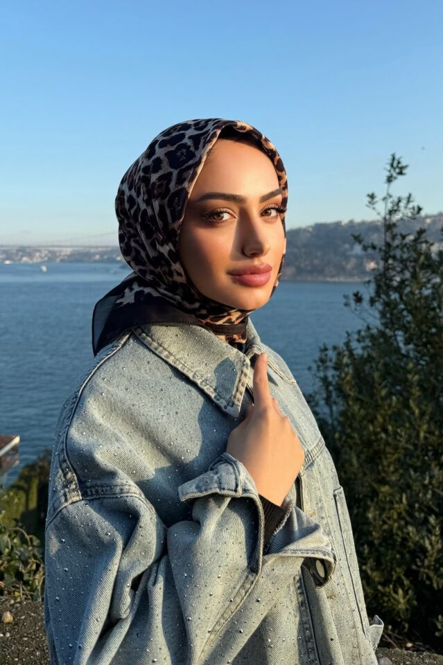 Leopar Desen Soft Pamuksu Eşarp