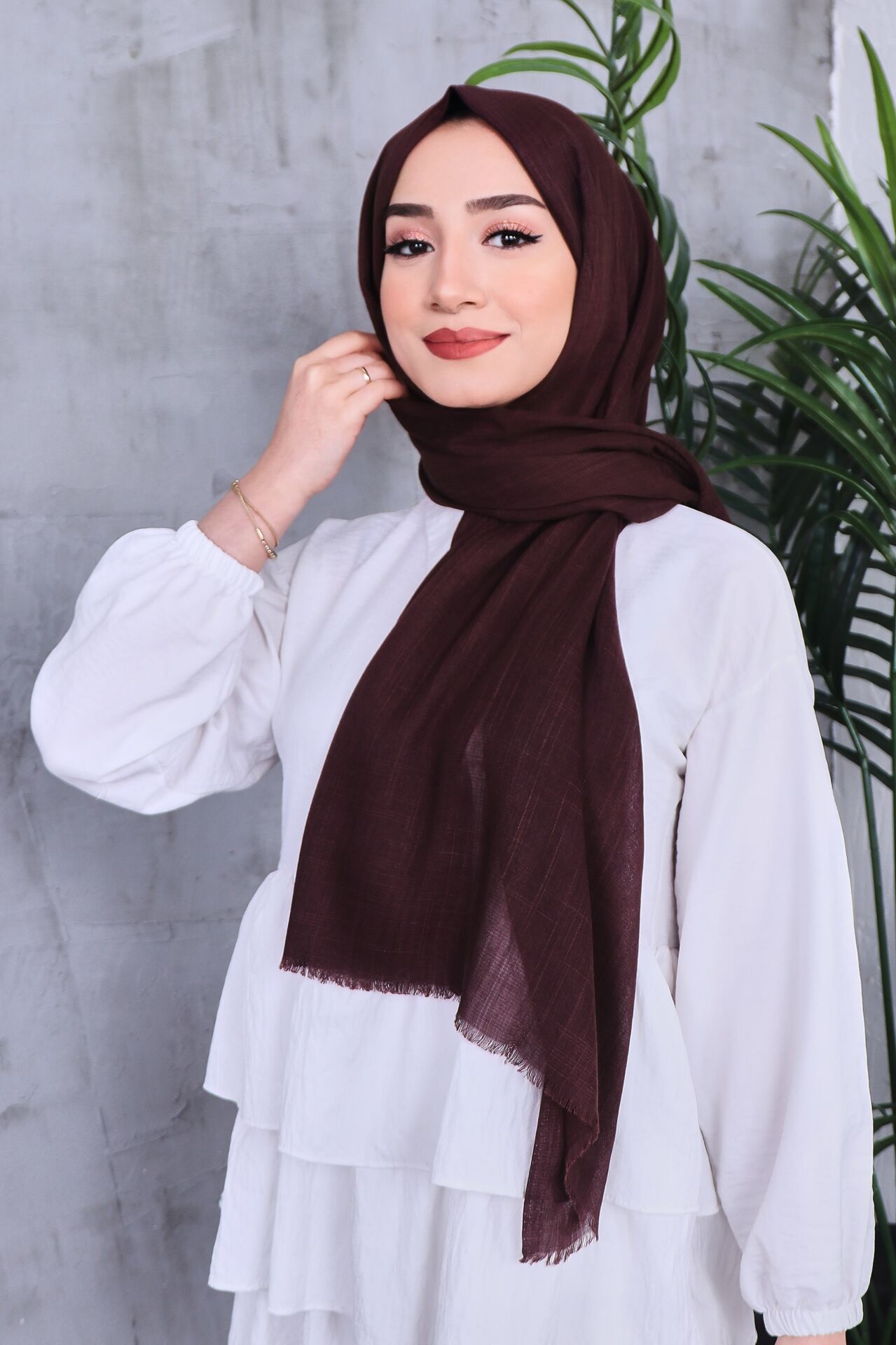 Flamlı Düz Renk Şal