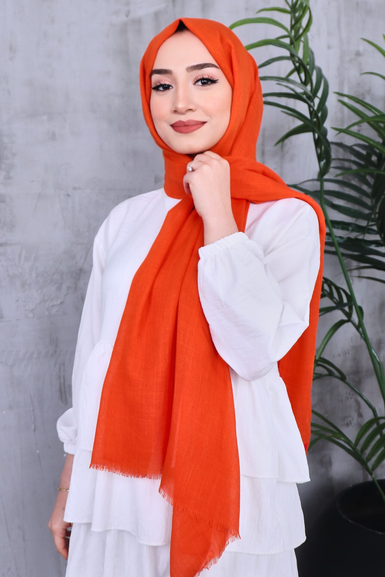 Flamlı Düz Renk Şal