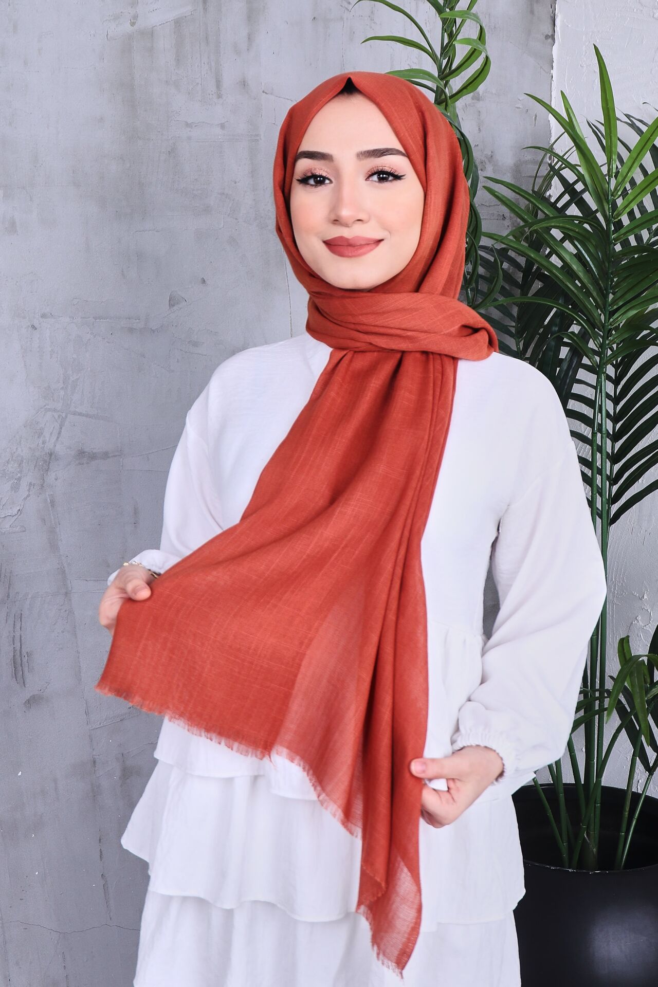 Flamlı Düz Renk Şal