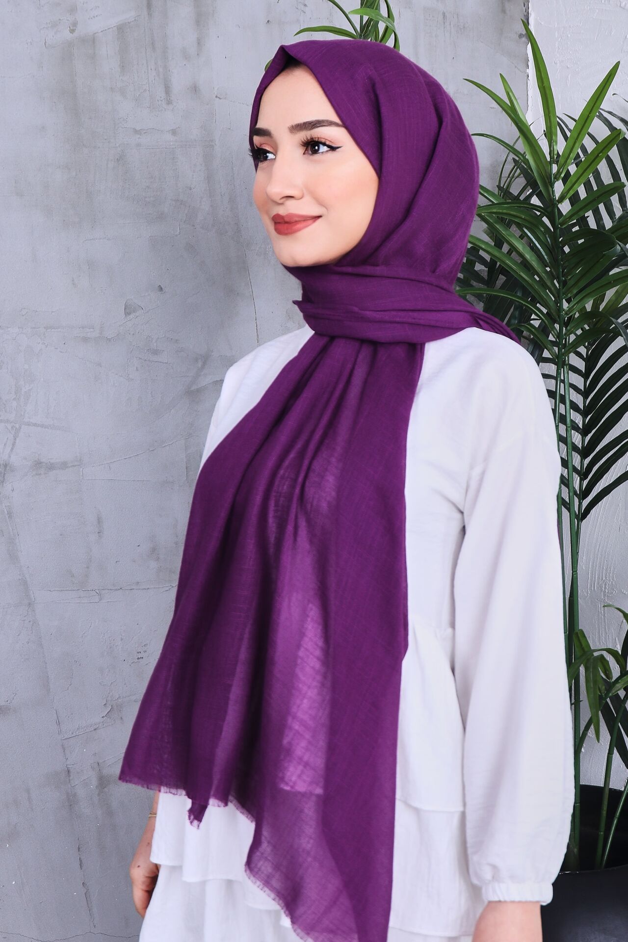 Flamlı Düz Renk Şal